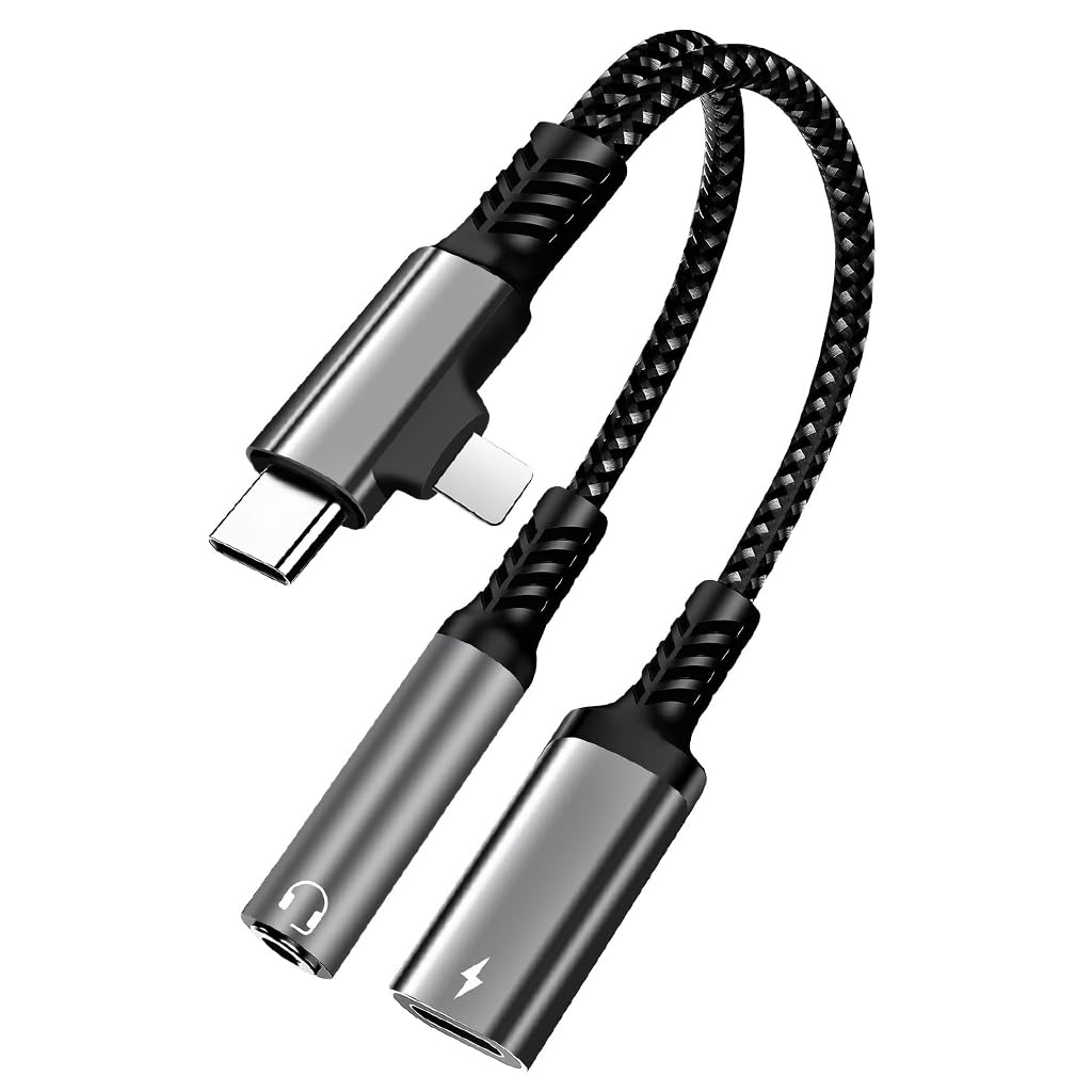 Verilux USB C to 3.5mm Audio Adapter for Simultaneous Charging with Dual Interface & Braided Cable