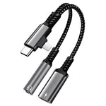 Verilux USB C to 3.5mm Audio Adapter for Simultaneous Charging with Dual Interface & Braided Cable