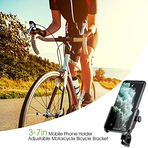 ZORBES® Mobile Holder for Bikes Motorcycle, Bike Phone Holder for 3.5-6.5'' Phone with Rear Mirror Adapter, 360 Degree Rotation Aluminum Alloy Phone Mount with Silicone Anti-Scratch Strap