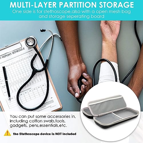 ZORBES® Ethylene Vinyl Acetate Eva Stethoscope Case Portable Modern Bag Shockproof Protective Storage For Littmann Omron Adc Dixie Ems With Extra Mesh Pockets Only Black 3 PCS