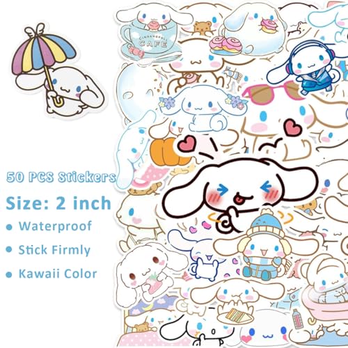 ZORBES® Juego de 9 útiles escolares Kawaii Cinnamoroll, juego de suministros de papelería Kawaii con cuaderno, estuche para lápices, bolígrafos con clic, pegatinas variadas de dibujos animados