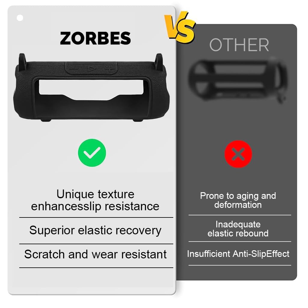 ZORBES® Silicone Case for JBL Flip 7 Portable Waterproof Speaker, Portable Travel Soft Cover with Shoulder Strap, Protective Skin Case (Black Case Only)