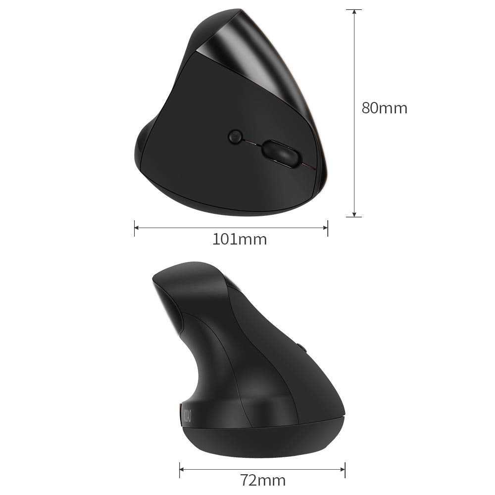 ZORBES® Wireless Vertical Mouse,2.4G Ergonomic Vertical Mouse 6 Buttons with 3 Adjustable DPI, Optical Vertical Ergonomic Laptop Mouse for Mac, PC, Desktop, Black