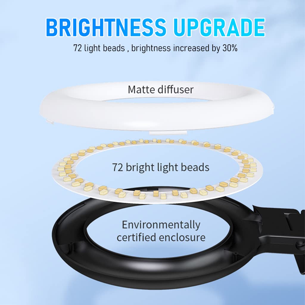 ZORBES® USB LED Selfie Light Clip-on Ring Light Fill Light 3 Color 6'' Video Light with 10 Brightness Portable LED Ring Fill Light for Phone, Tablet, Livestream, Youtuber