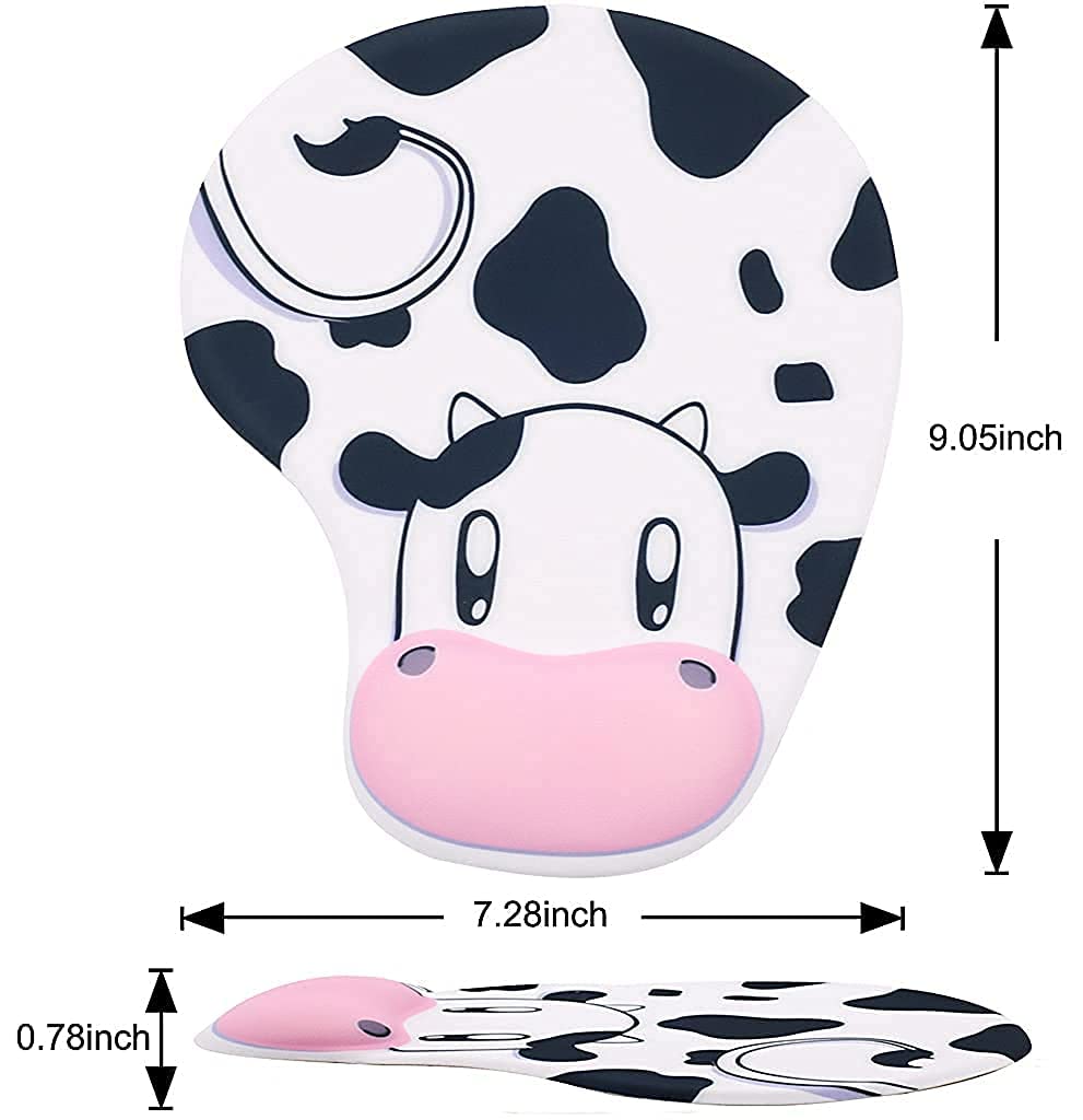 Verilux Ergonomic Mouse Pad with Wrist Rest ,Non-Slip Backing Cow Anime Cute Gel Mouse Pad Wrist Rest, Easy-Typing and Pain Relief for Gaming Office Computer Laptop