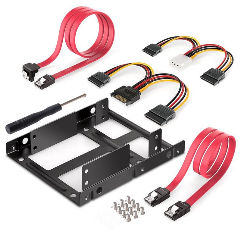 Verilux SSD/HDD Mounting Kit for 2.5 to 3.5 Inch Drives with Dual Bracket Frame and SATA Cables