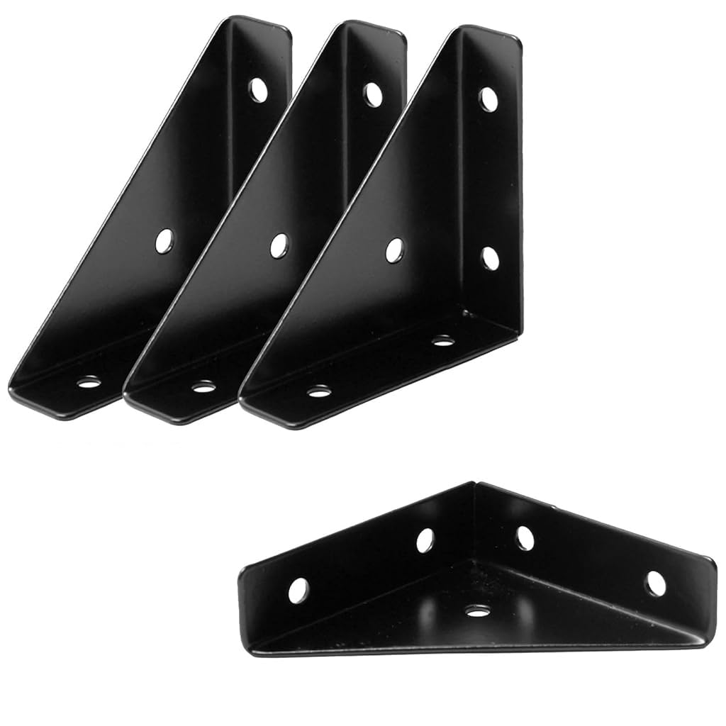 Serplex® Heavy Duty Steel Triangle L Shape Right-Angle Furniture Corner Brackets, Hidden Low-Profile Shelf Supporter, Bed Table Cabinet Frame Reinforcement Brace, DIY Home Triangular Bracket Fastener