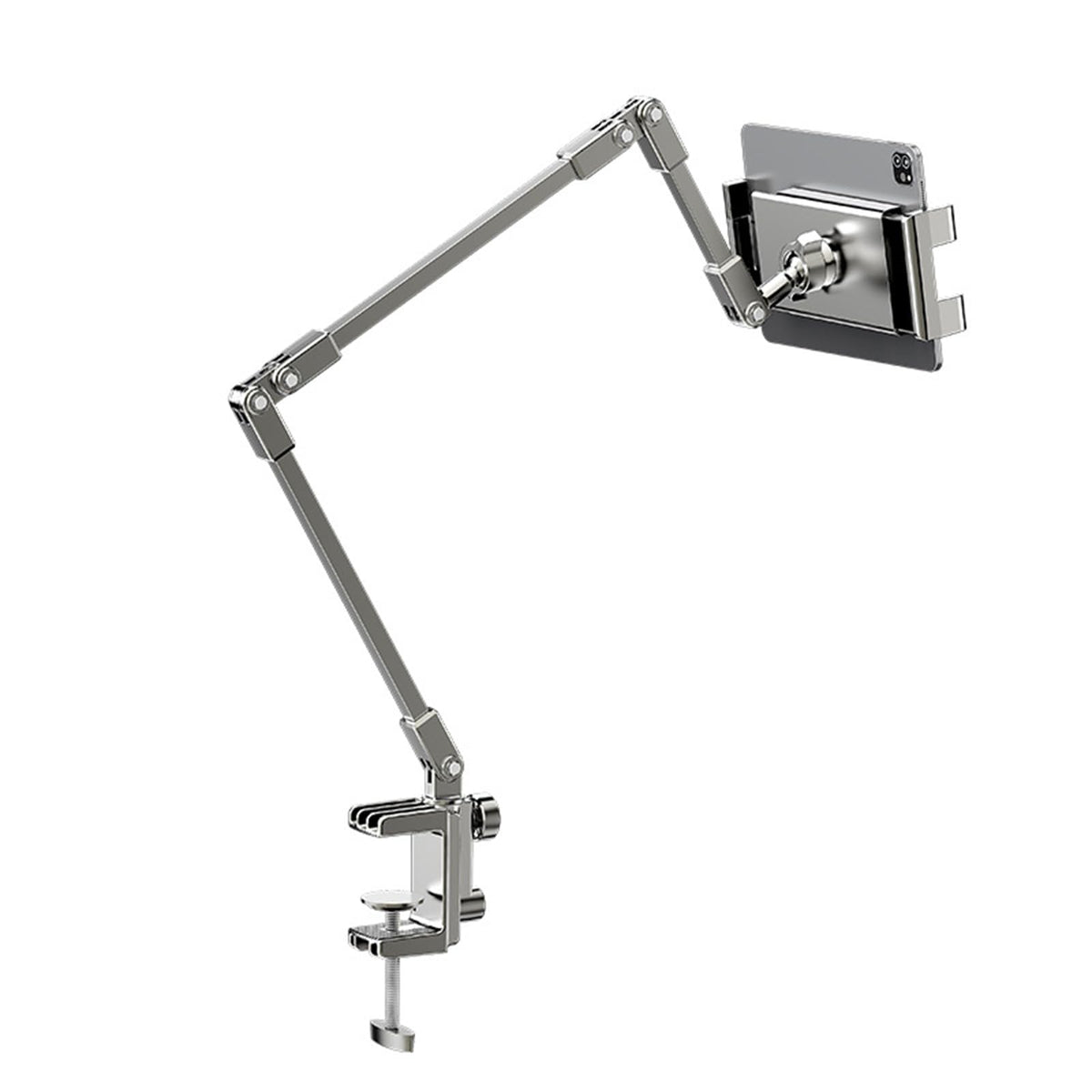 ZORBES® Adjustable Desk Mount Phone & Tablet Holder, 360 Degree Swivel View, Carbon Steel Flexible Arm Clamp Stand for 4.5-12.9'' Devices, Compatible with iPhone, iPad & Tablets