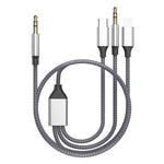 Verilux 3 in 1 Aux Cable for Car and Speakers with 1.2m Nylon Braid | Type C and Lightning