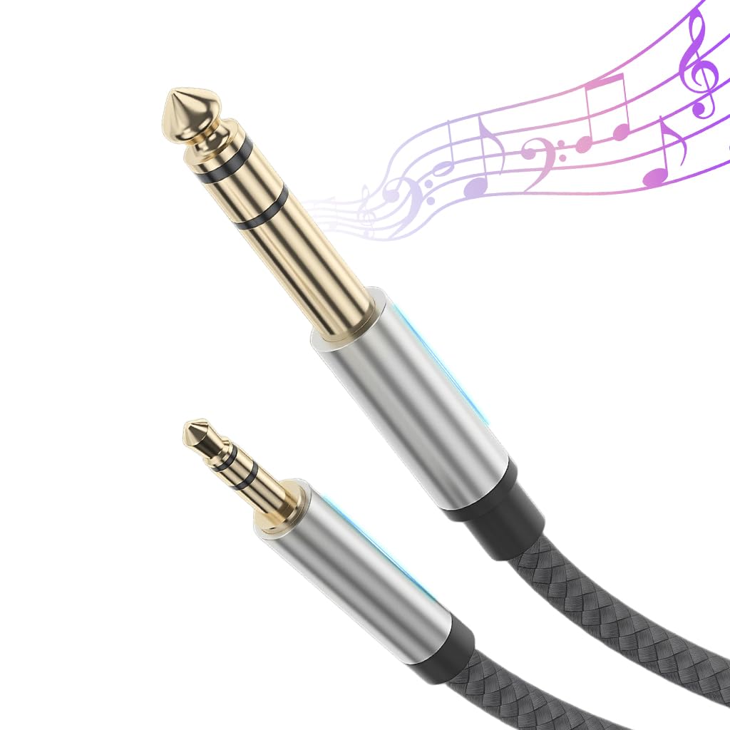 Verilux Aux Cable for Speakers featuring 24K Gold Plated Connectors and 9.8 ft Nylon Braid | TRS Stereo Audio Jack