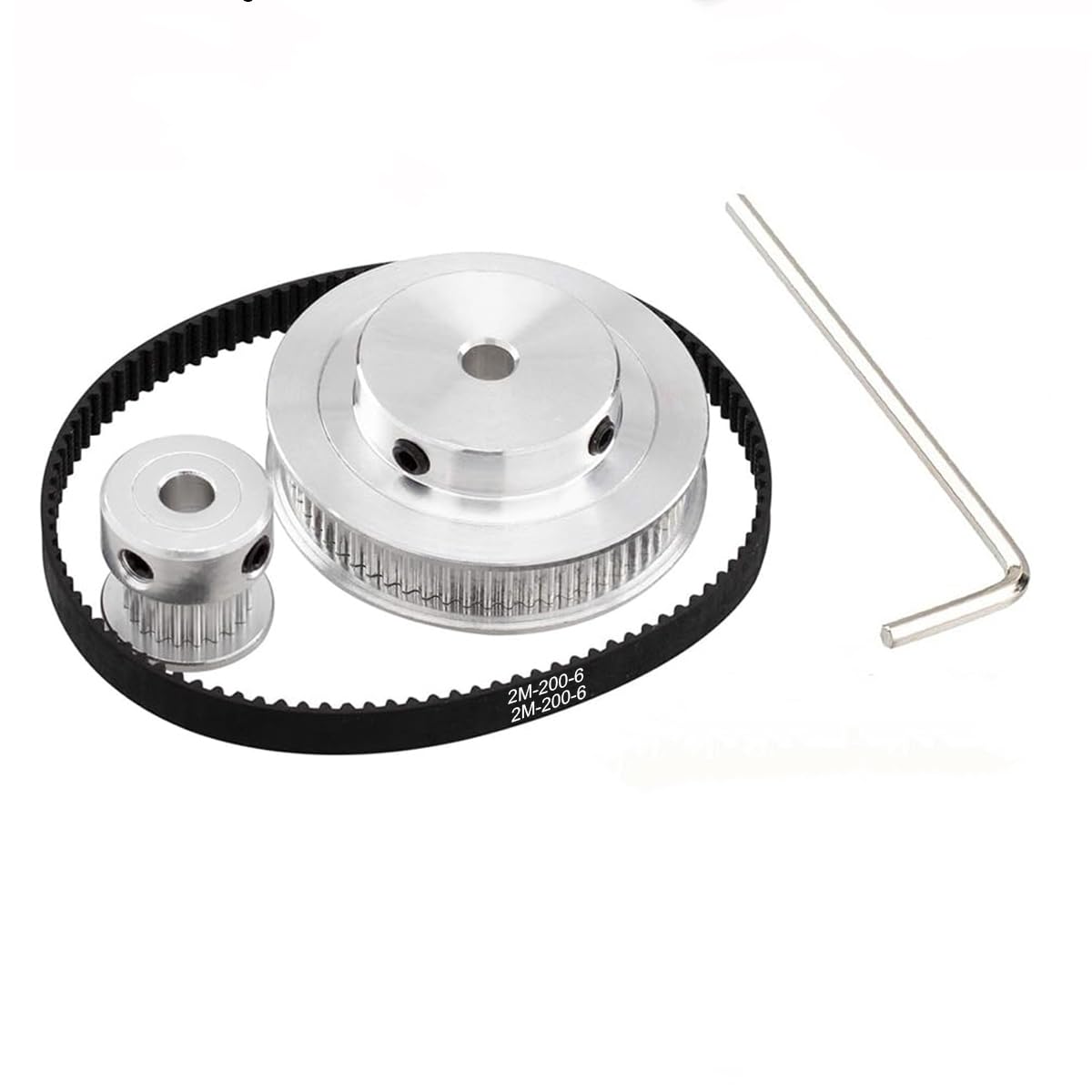 Serplex® Synchronous Wheel For 3D Printer Timing Pulley Printer Timing Gear for 3D Printer with FDM Tech 20 & 60 Teeth 8mm Bore Aluminum Timing Pulley with Length 200mm x6mm Belt