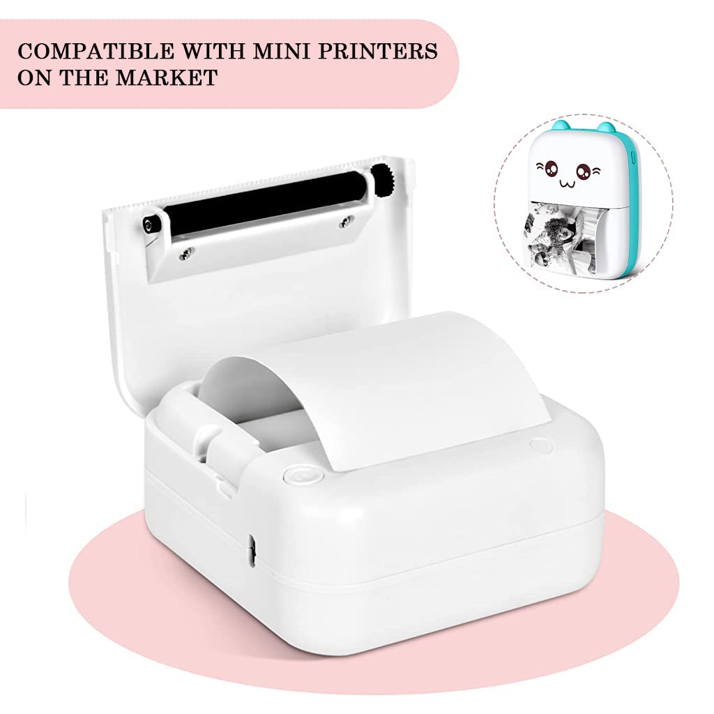 ZORBES® Thermal Printer Paper Roll 15PCS White Self-Adhesive Printing Sticker for Mini Printer Cash Register POS Machine 57mm x 25mm