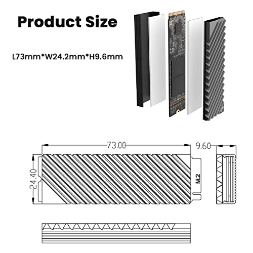 ZORBES® Heat Dissipation Radiator Aluminum Alloy Heat Sink Thermal Cooling Pads for M.2 2280 SSD PC Computer Grey 3 PCS