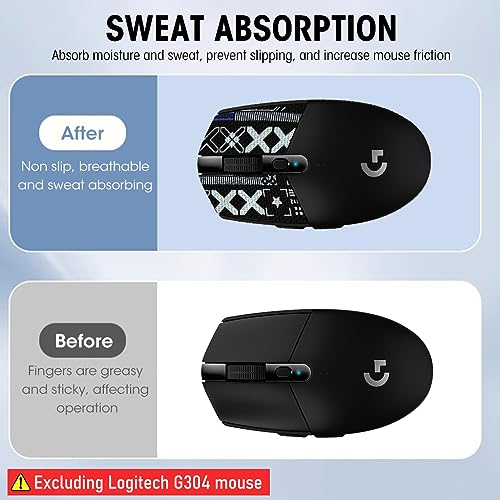 Verilux® Mouse Grip Tape for Logitech G102/G304 Gaming Mouse Skin Pre-Cutted Self-Adhesive Sweat-Proof Fashion Pattern 2PCS