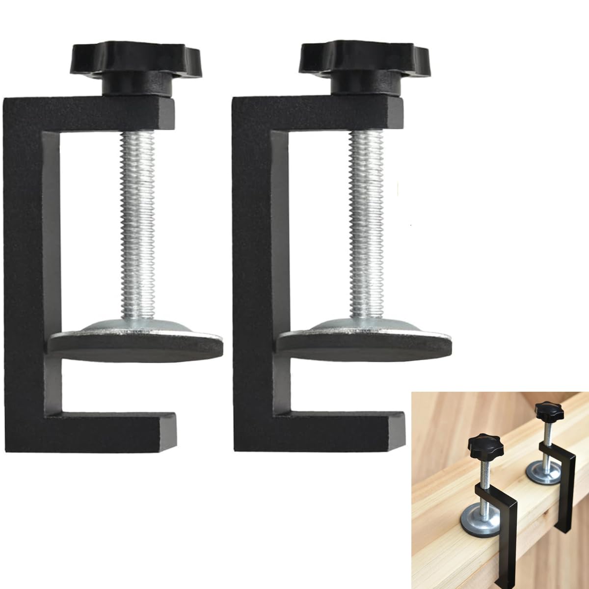 Serplex® 2Pcs Woodwork C Clamps - Carbon Steel, Wooden Panel Holder, DIY Craft, Metalworking, Drilling, Punching, Drawer Door Installation