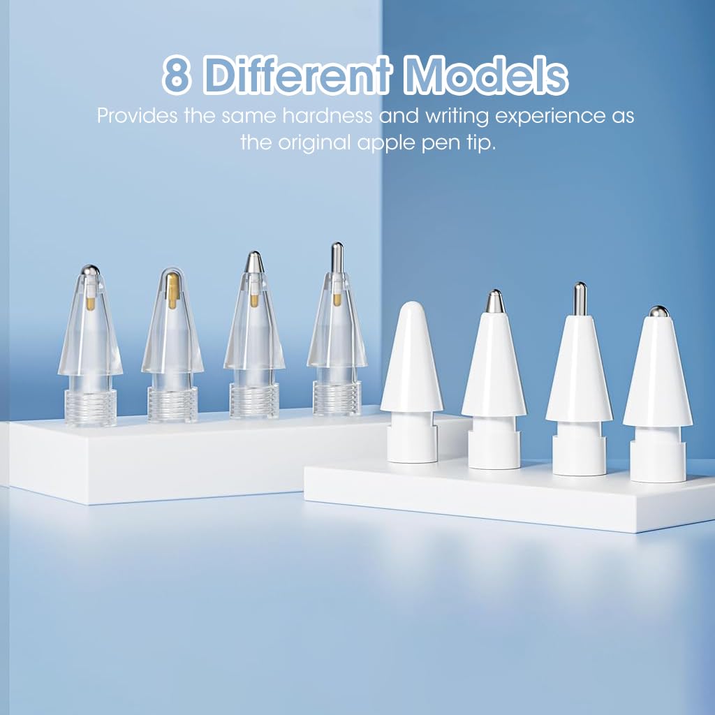 ZORBES® 8Pcs Replacement Tips for Apple Pencil 2nd Gen 1st Gen 8pcs Plastic Tips Metal Tip Pen Nibs Perfect Compatible for Apple Pencil Fine Point