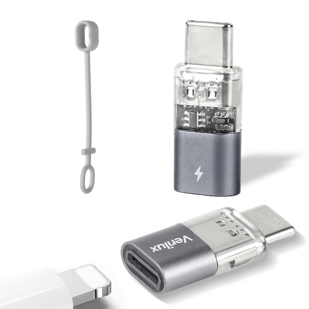 Verilux Type C to Lightning Connector for iPhone and iPad featuring 480Mbps data transfer | with lanyard holes