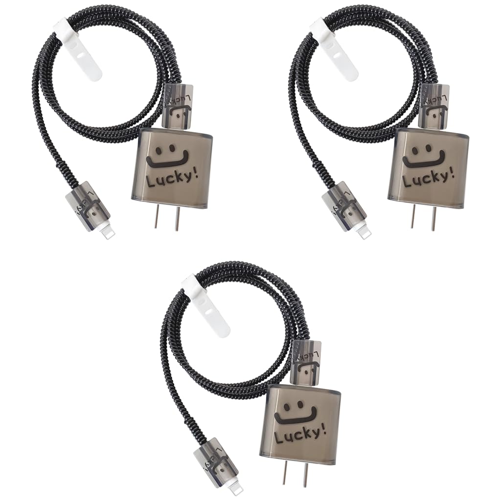 Verilux Charger Protectors for iPhone 15 and 14 with 20W Adapter Cover and Spring Coil Sleeve 3PCS