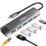 Verilux USB C Hub for Laptop with 4K HDMI and 87W PD Charging | 6 in 1 Multiport Adapter