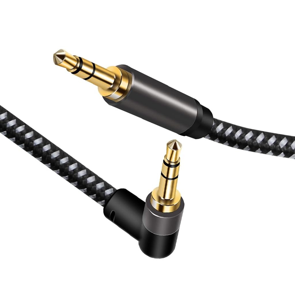 Verilux® 3.5mm Audio Cable, (9.8ft/3m) Hi-Fi Sound 3.5mm TRS 90 Degree Right Angle Auxiliary Audio Cable