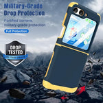 ZORBES® Phone Case for Samsung Galaxy Z Flip 6 TPU Phone Case with 3.4 inches External Screen Cover Fashion Constrast Color TPU One-Piece Hinged Phone Case for Samsung Galaxy Z Flip 6 Dark Blue