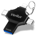 Verilux 4 in 1 Pendrive 64GB for iPhone iPad and Android with Type C Interface | Brushed Metal Design