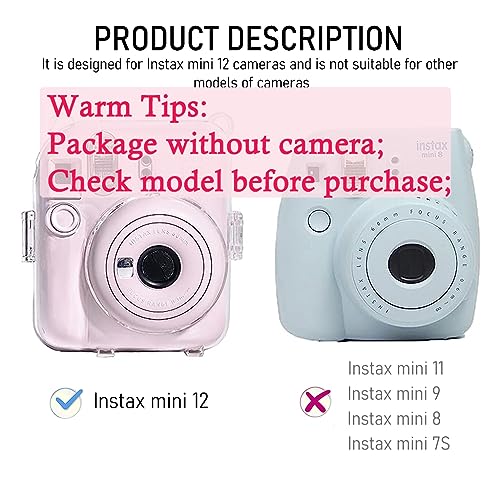 ZORBES® Protective Camera Case for Fujifilm Instax Mini 12 Instant Film Camera Clear Case with Photo Slot Design, Travel Camera Case for Fujifilm Instax Mini 12 with Adjustable Shoulder Strap