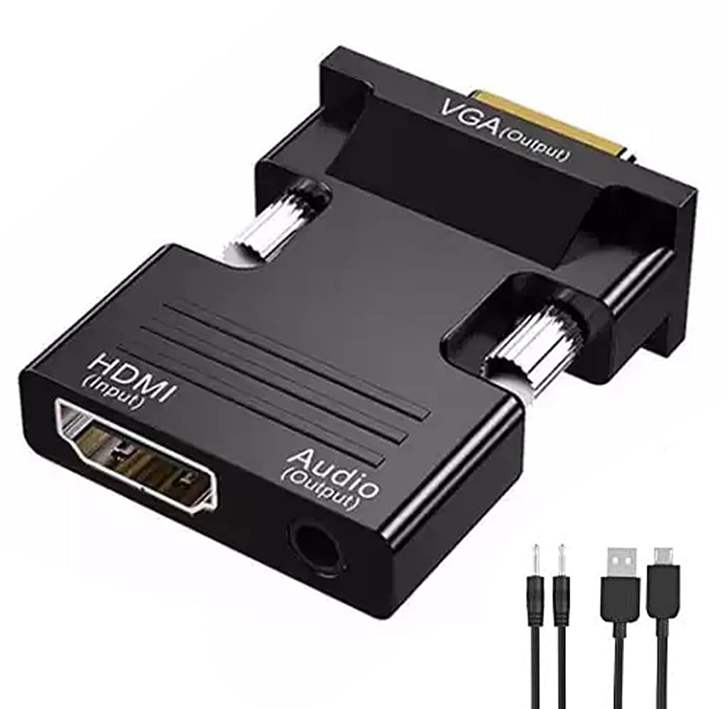 Verilux HDMI to VGA, Portable HDMI to VGA Converter/Adapter with Audio (Old PC to TV/Monitor with HDMI) for Computer, Desktop, Laptop, PC, PS3/4, Monitor, Projector, HDTV