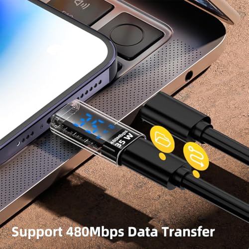 Verilux® USB C to Lightning Adapter with LED Display Support PD 35W Fast Charging 480Mbps Data Sync Real Time Power Universal Connector for iPhone iPad iPod 2PCS