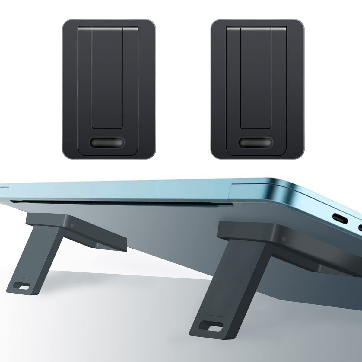 ZORBES® 2Pcs Invisible Laptop Risers, Heat Dissipation Kickstands, Self Adhesive Folding Risers for Tablet, Laptop, Reader