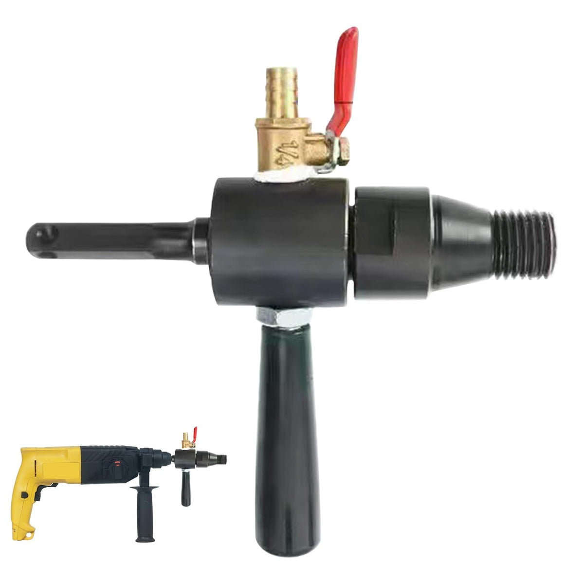 Serplex® Electric Drill to Water Drill Adapter M10/M14 Universal, Wet Core Drill Adapter with Water Injection Valve & Auxiliary Handle, Diamond Core Drilling Tool for Concrete, Stone, Tile & Masonry