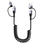 Verilux® Coiled Cable 4 in 1 Multi Charging Cable 60W Fast Charging Retractable Charger Cord for 15/14