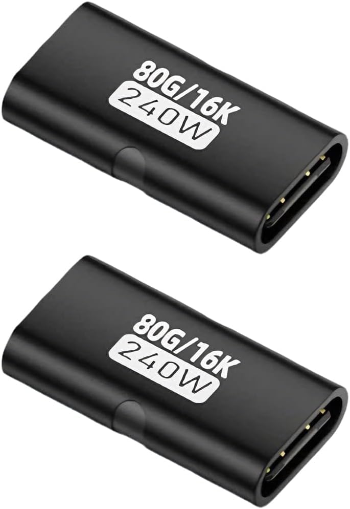 Verilux® 2 Pack USB C Coupler, USB C Female to Female Adapter with 80Gbps Data Transfer