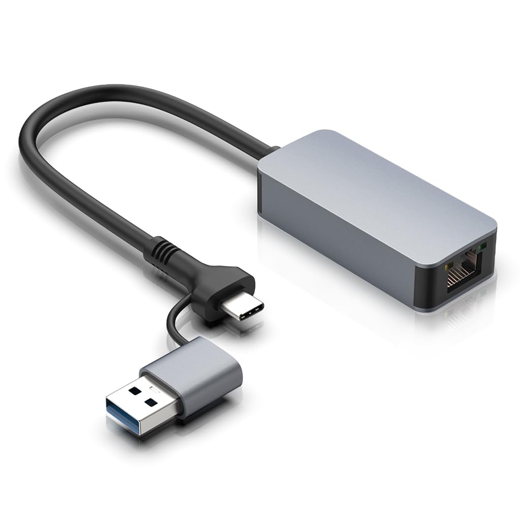 Verilux USB C to Ethernet Adapter with 2.5 Gbps Speed and USB A/C Dual Ports | Aluminum Design for Laptops and MacBooks
