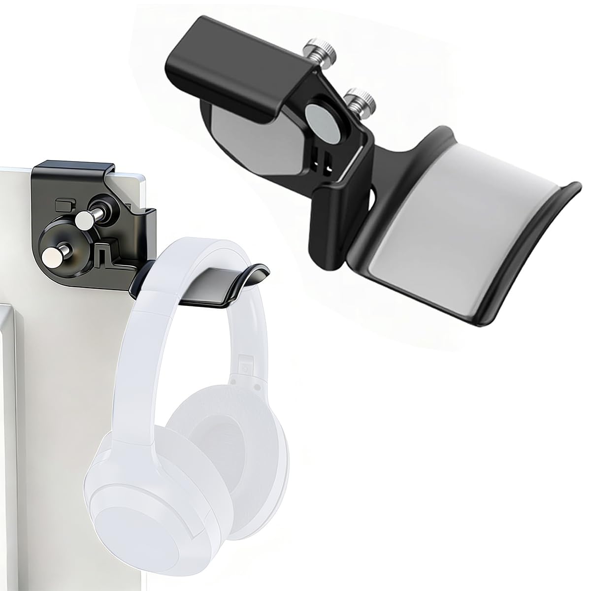 ZORBES® Monitor Stand for Headphones and Headsets, Clamp-On Adjustable Headset Holder Space-Saving Desk Organize, Hanging Headphone Holder with Secure Support for PC, Monitor & Gaming Setup