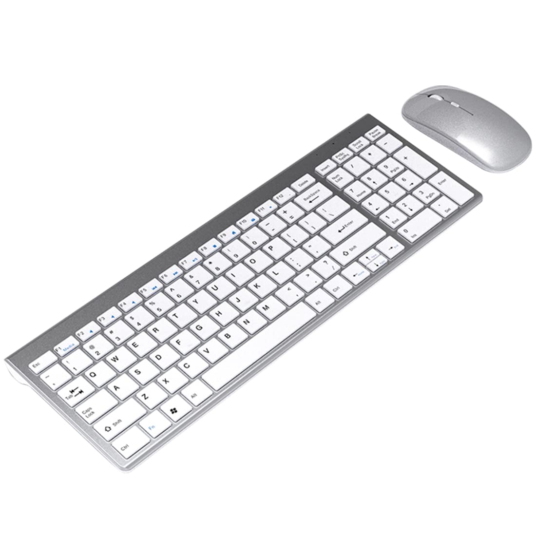 ZORBES® White Rechargeable Wireless Keyboard & Mouse Set for Windows, PC, Laptop, Combo Ultra Thin 2.4G Mute Keyboard