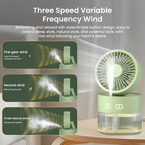 ZORBES® 2 IN 1 USB Portable Fan with Humidifier USB Desktop Fan Foldable Office Personal Fan, 3 Speeds Adjustable Cool Mist Fan Quiet Cool Mist USB Desktop Fan for Home, Car, Office