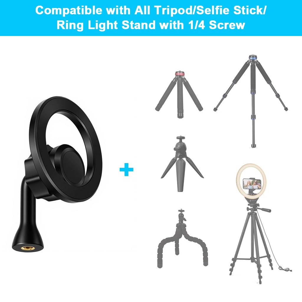 ZORBES® Magnetic Phone Holder with 1/4'' Thread, 360 ° Rotatable Universal Phone Mount Tripod Phone Holder, Compatible with Tripods, Stands, and Camera Accessories