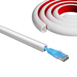 Serplex® Ethernet Cable Hider PVC Wire Hider Single Cable Cover Cable Wrap Tangle-Free Cable Protective Cover Self-Adhesive Cuttable Floor Cord Hider Wire Cover Cord Oragnizer, 6.6ft, White