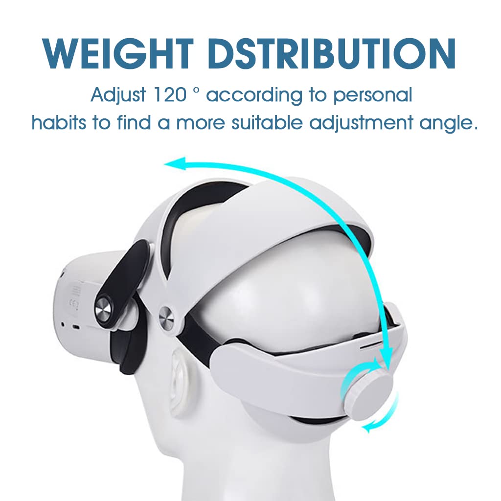 ZORBES® Adjustable Head Strap for Oculus Quest 2 with 120° Adjustable Knob Leather Soft Lining Enhanced Support and Comfort, Upgraded Head Strap Quick Snap Buckle Installation Quest 2 Accessories