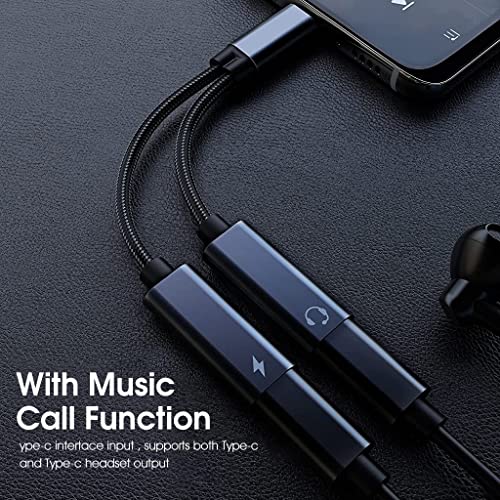 Verilux® Type C to Type C & 3.5mm Jack 2 in 1 USB C Adapter to Audio Jack & PD Fast Charging Compatible with Galaxy S22 S21 Ultra 5G S20 S20+ Plus Note 20, More Type C Devices