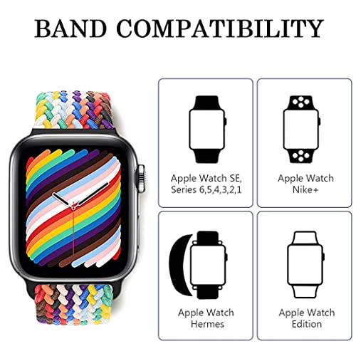 ZORBES® 2 Pack Nylon Strap for iWatch Elastic Woven iWatch Strap Apple Watch Band 42mm 44mm 45mm for Women Men, Adjustable Elastic Woven Strap Stylish Wristbands for iWatch Series