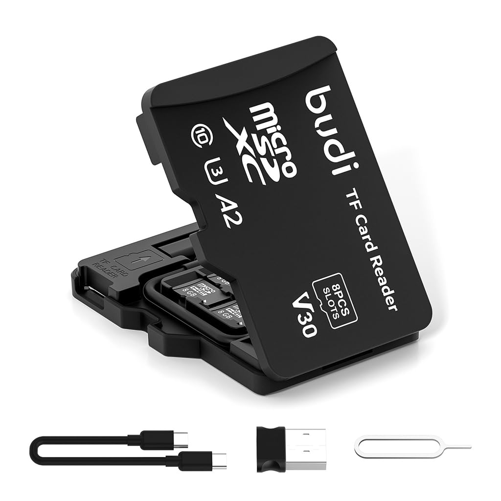 Verilux USB C Micro SD Memory Card Reader with 8 Slots and Flip Up Lid | Universal for Phone Laptop PC 2PCS