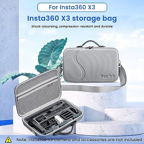 ZORBES® Insta360 X3 Carrying Case with Strap Hard Case Storage Bag, Waterproof Storage Bag Hard Shell Camera Bag Protective Travel Case for Insta360 X3 One, Insta 360 x3 Accessories Grey