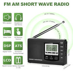 ZORBES® Portable Radio Outdoor Camping FM/MW/SW Radio Personal Radio Travel Transistor Radio LCD Radio Music Player Battery Operated Radio with Lanyard, Battery Not Included