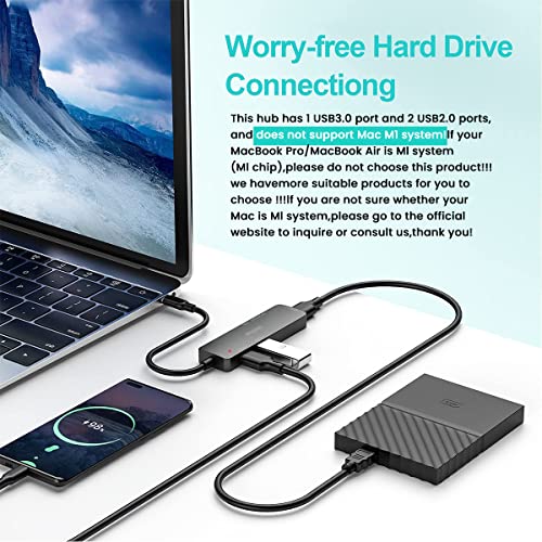 Verilux® USB Hub 3.0 for PC,5 in 1 USB Hub,Upgraded USB Hub 3.0 with 1 USB 3.0, 2 USB 2.0, TF/SD Card Reader Ports for PC, MacBook, Mac Mini, iMac, Surface Pro, XPS, (Don't Support Mac M1 System) - verilux