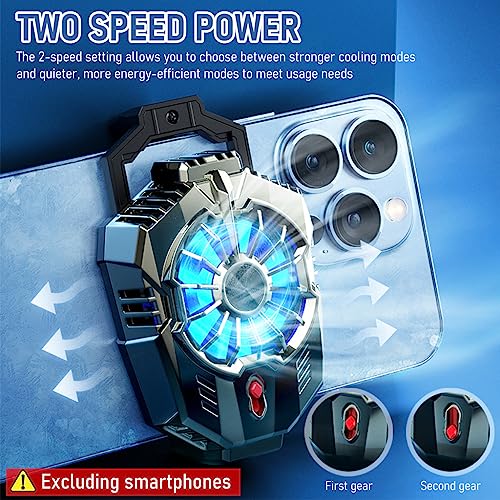 Verilux® Phone Cooler for Gaming,Universal Moblie Cooler with Two Cooling Speeds,Mobile Phone Radiator Case for iPhone Android Smartphones from 4.5 to 7in Cell Gaming 2 PCS