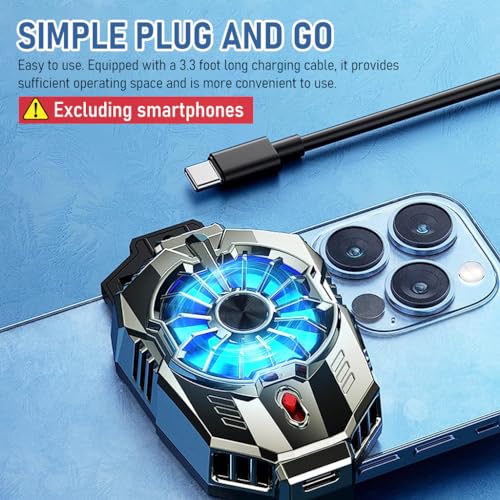 Verilux® Phone Cooler for Gaming,Universal Moblie Cooler with Two Cooling Speeds,Mobile Phone Radiator Case for iPhone Android Smartphones from 4.5 to 7in Cell Gaming 3 PCS