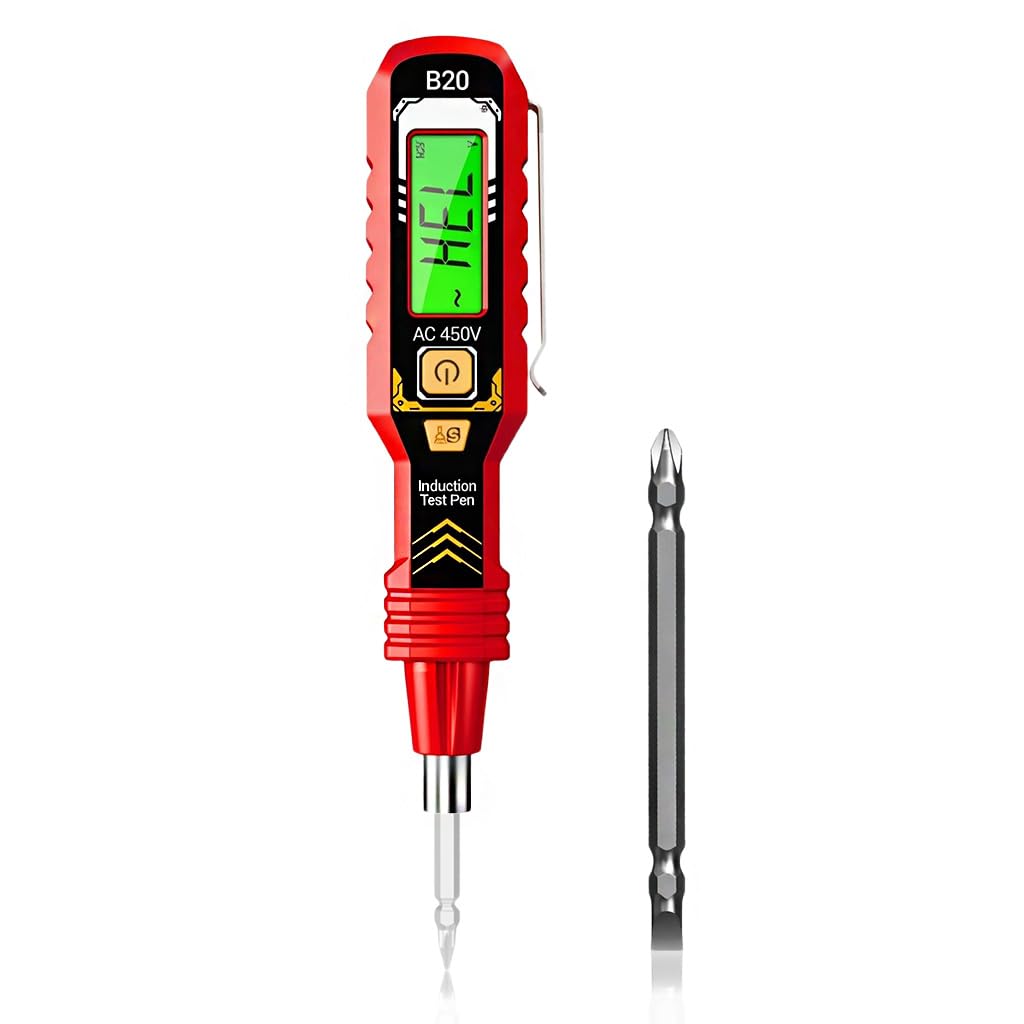 Serplex® 2-in-1 Voltage Tester Pen with LCD Display, Non-Contact AC 450V Electrical Tester with Dual Head Phillips & Slotted Screwdriver, LED Light, Buzzer Alarm, Auto-Off (No Battery Included)