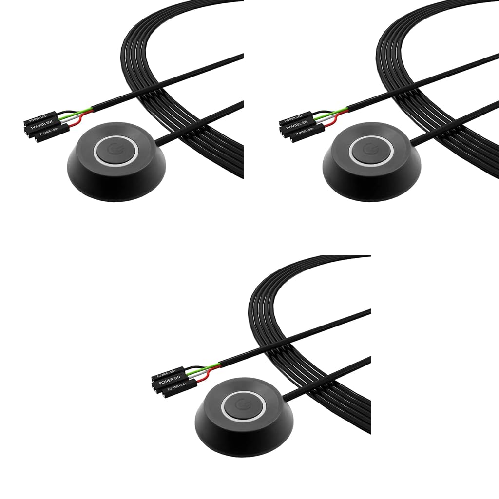 Verilux PC Power Button for Desktop Computer with LED and 2m Cables | External DIY Switch